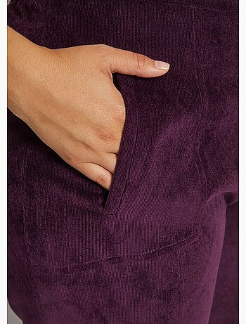 Pantalón recto con cintura elástica y terciopelo milrayas - Afibel