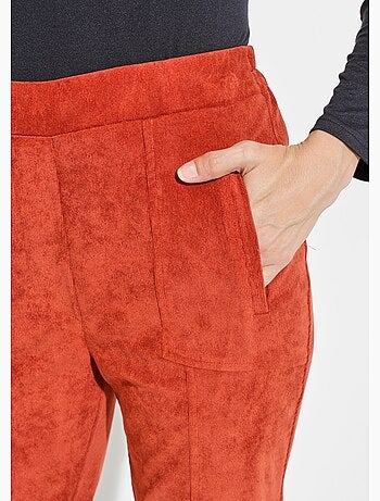 Pantalón recto con cintura elástica y terciopelo milrayas - Afibel