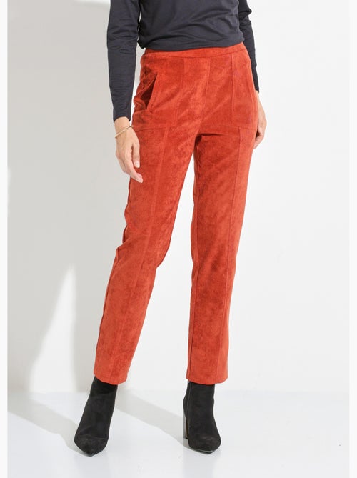 Pantalón recto con cintura elástica y terciopelo milrayas - Afibel - Kiabi