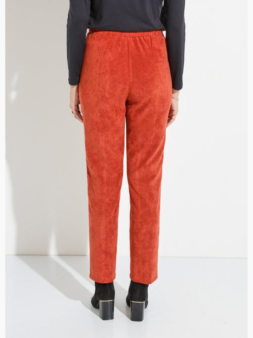 Pantalón recto con cintura elástica y terciopelo milrayas - Afibel - Kiabi