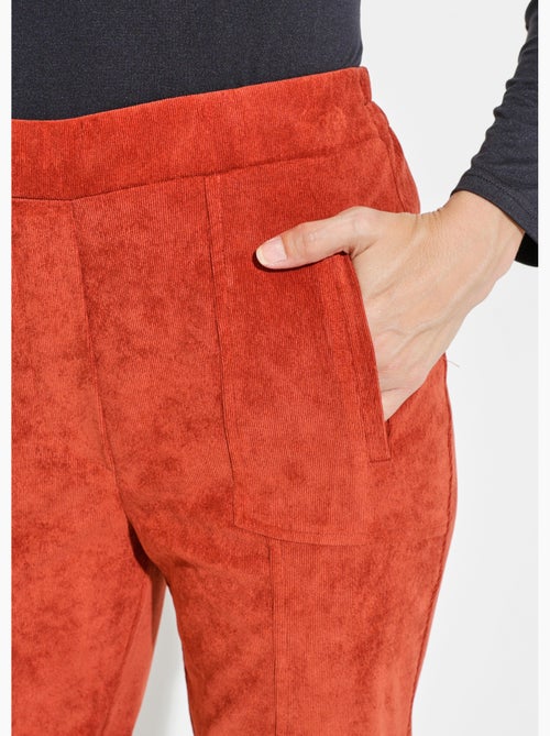 Pantalón recto con cintura elástica y terciopelo milrayas - Afibel - Kiabi