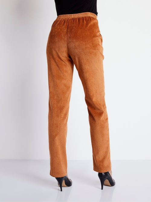 Pantalón recto con cintura elástica y terciopelo milrayas - Afibel - Kiabi