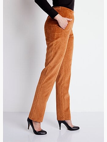 Pantalón recto con cintura elástica y terciopelo milrayas - Afibel