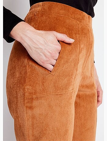 Pantalón recto con cintura elástica y terciopelo milrayas - Afibel