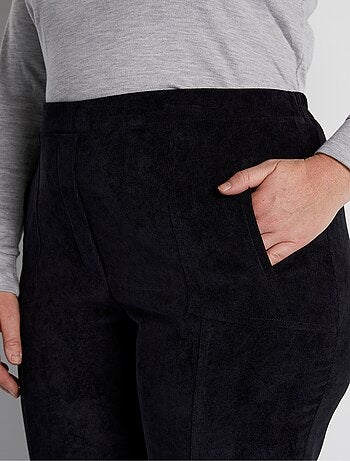 Pantalón recto con cintura elástica y terciopelo milrayas - Afibel