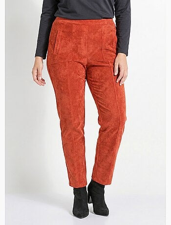 Pantalón recto con cintura elástica y terciopelo milrayas - Afibel