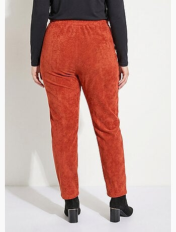 Pantalón recto con cintura elástica y terciopelo milrayas - Afibel