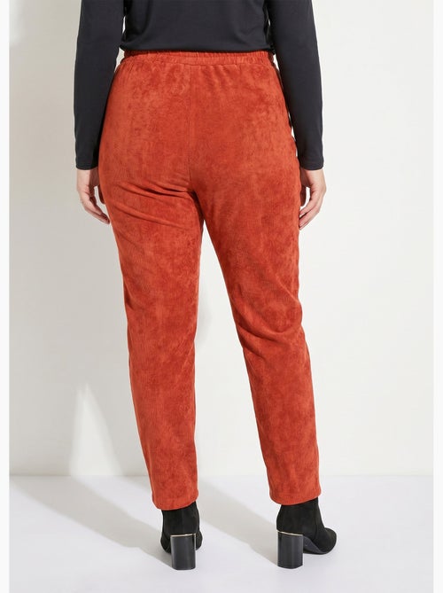Pantalón recto con cintura elástica y terciopelo milrayas - Afibel - Kiabi