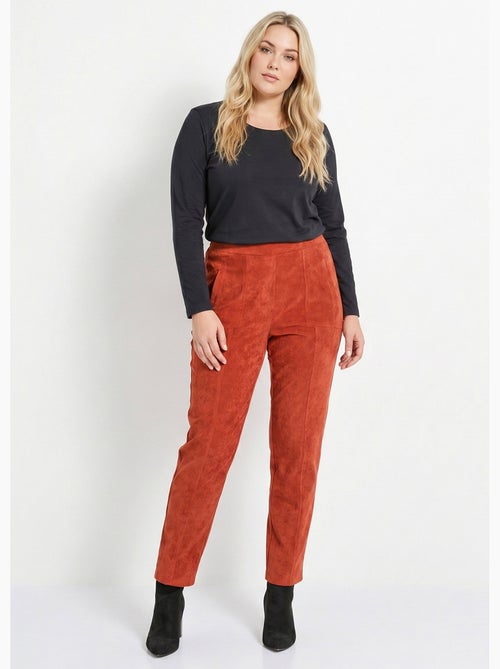 Pantalón recto con cintura elástica y terciopelo milrayas - Afibel - Kiabi