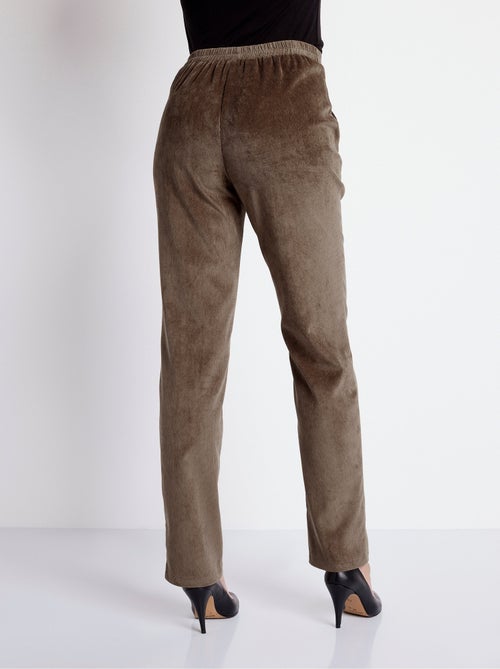 Pantalón recto con cintura elástica y terciopelo milrayas - Afibel - Kiabi