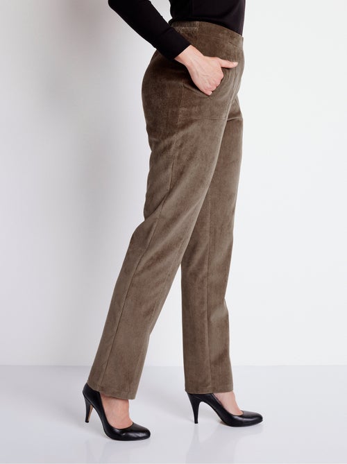 Pantalón recto con cintura elástica y terciopelo milrayas - Afibel - Kiabi