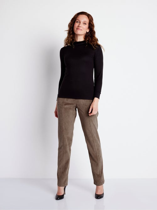 Pantalón recto con cintura elástica y terciopelo milrayas - Afibel - Kiabi