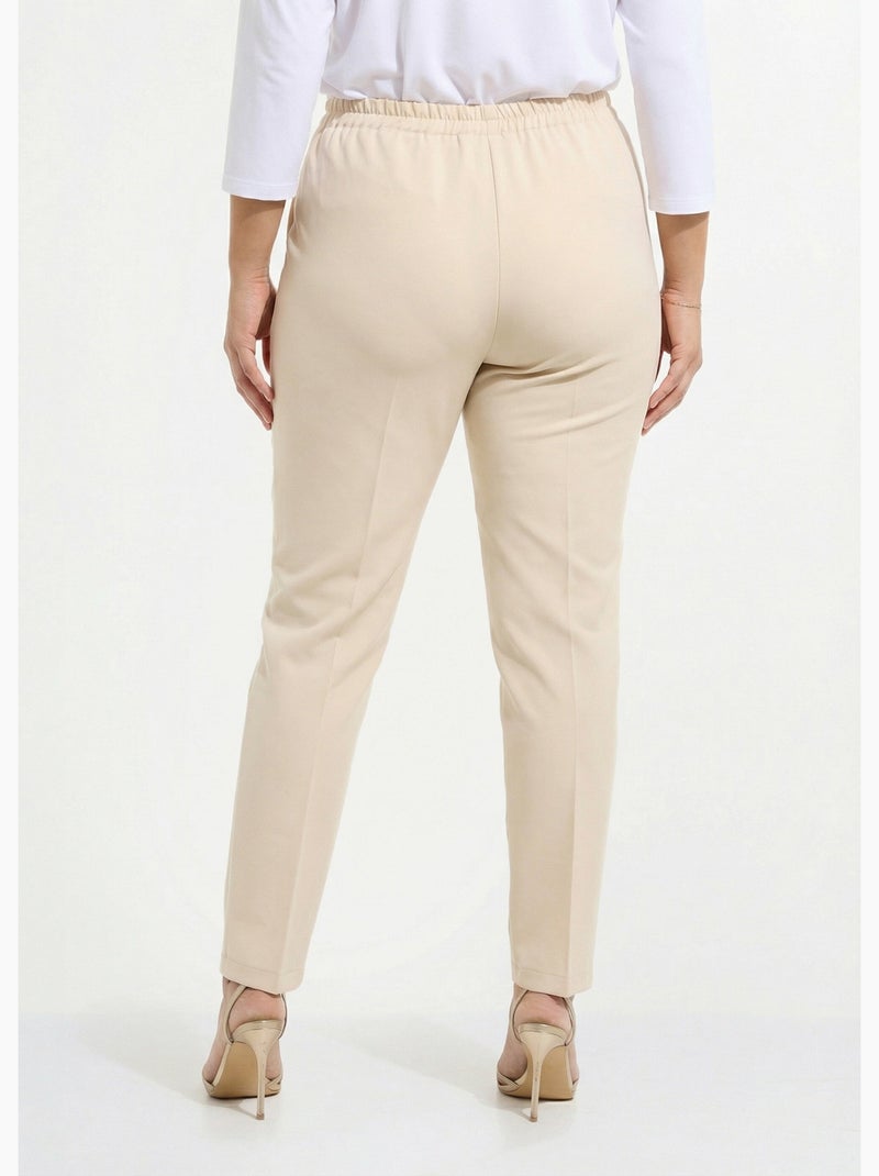 Pantalón recto con cintura semielástica - Afibel Beige - Kiabi