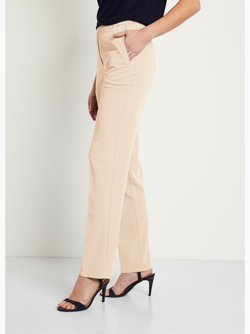 Pantalón recto con cintura semielástica - Afibel Beige - Kiabi