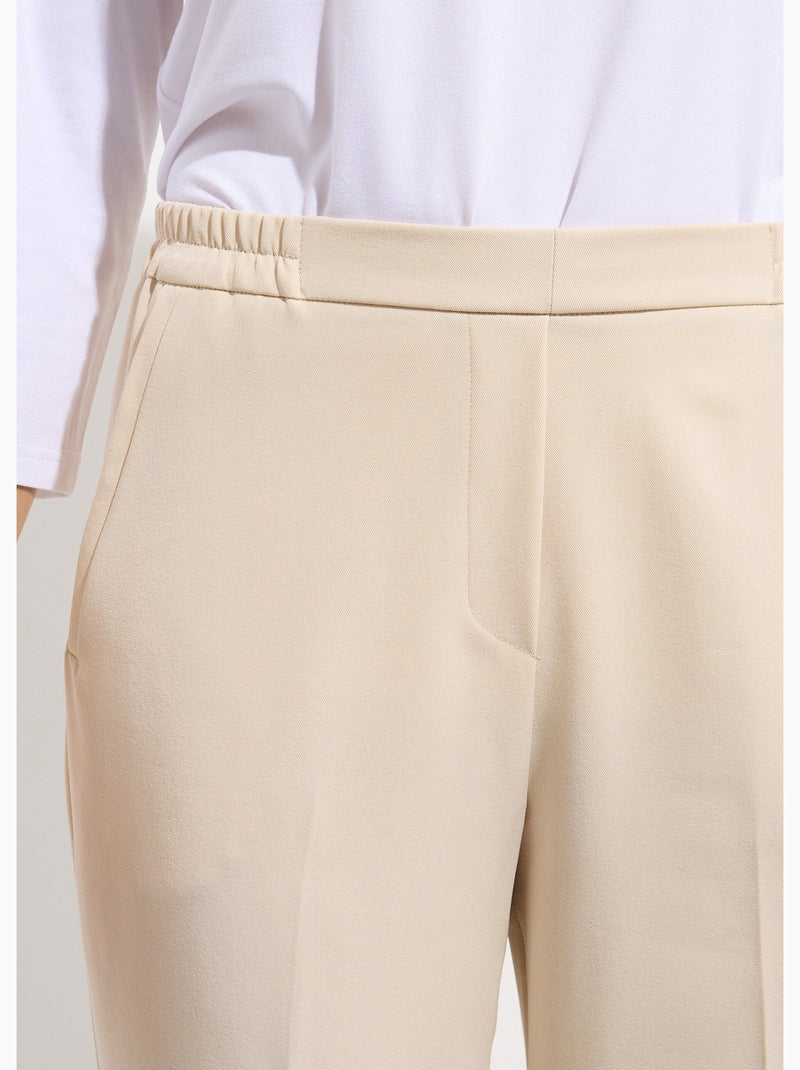 Pantalón recto con cintura semielástica - Afibel Beige - Kiabi