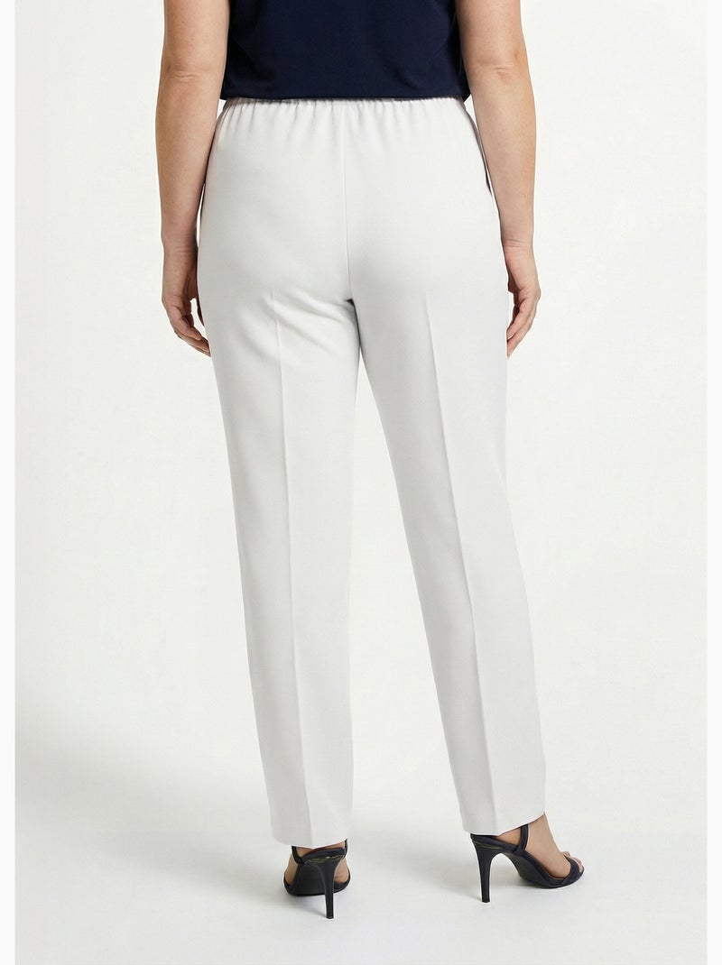 Pantalón recto con cintura semielástica - Afibel Blanco - Kiabi