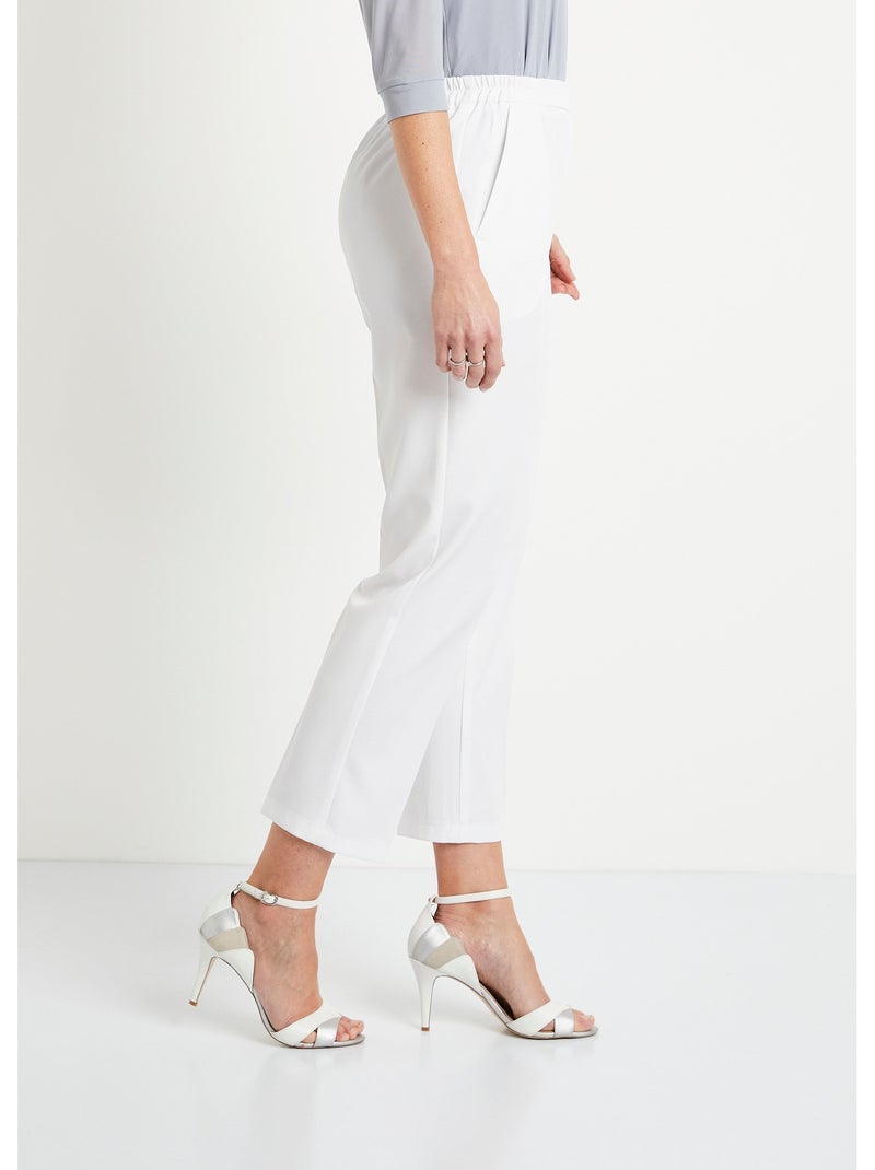 Pantalón recto con cintura semielástica - Afibel Blanco - Kiabi