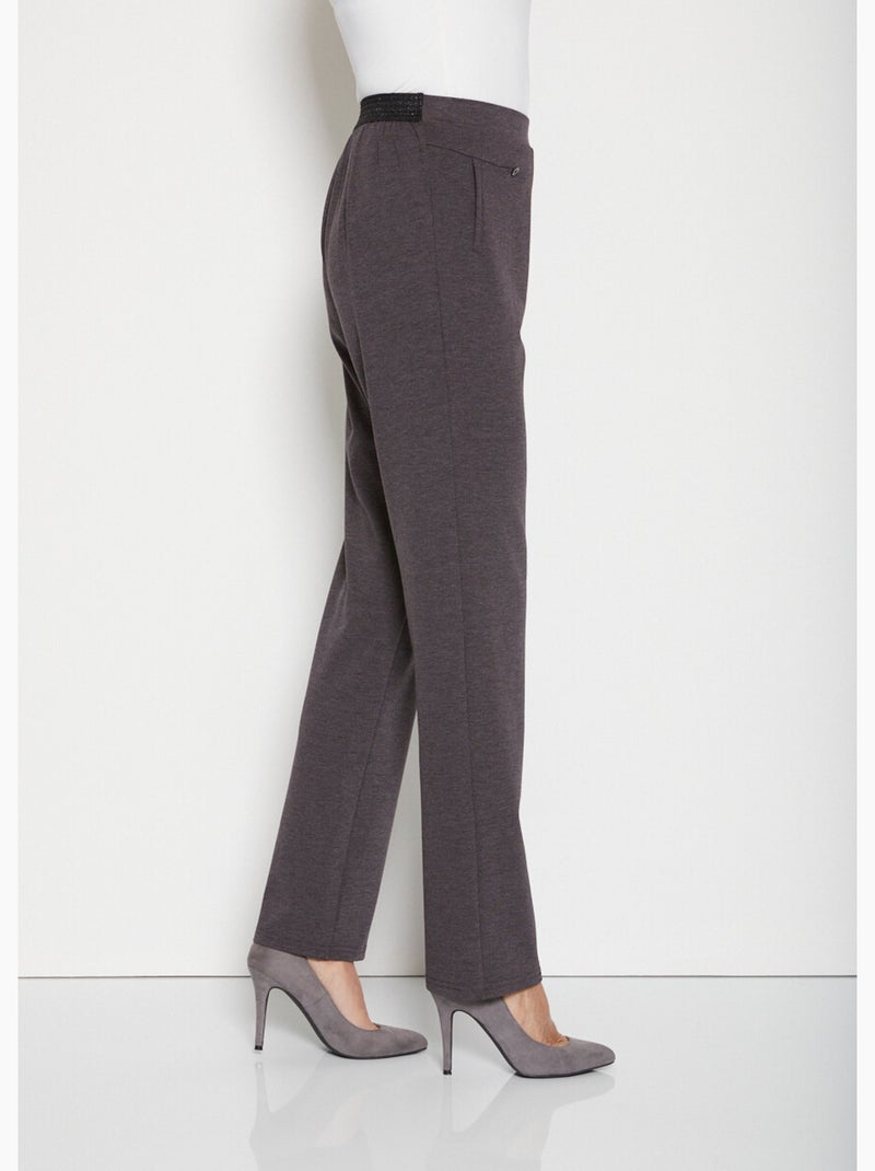 Pantalón recto con cintura semielástica - Afibel Gris - Kiabi