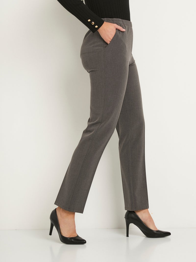 Pantalón recto con cintura semielástica - Afibel Gris - Kiabi