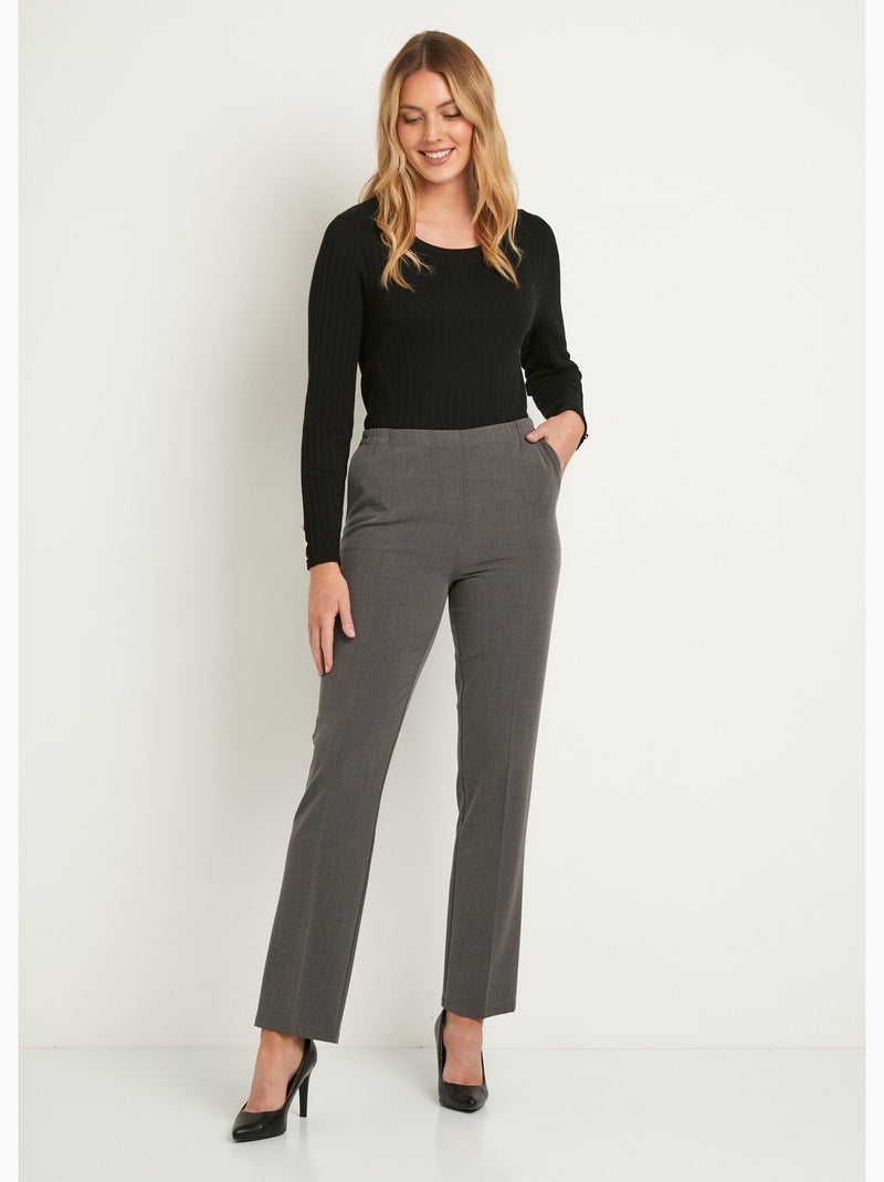 Pantalón recto con cintura semielástica - Afibel Gris - Kiabi