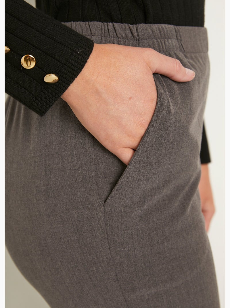 Pantalón recto con cintura semielástica - Afibel Gris - Kiabi