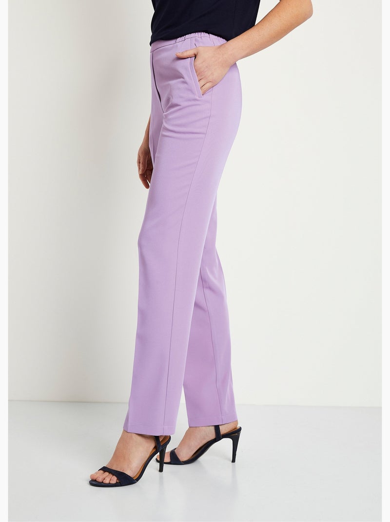 Pantalón recto con cintura semielástica - Afibel Malva chiaro - Kiabi
