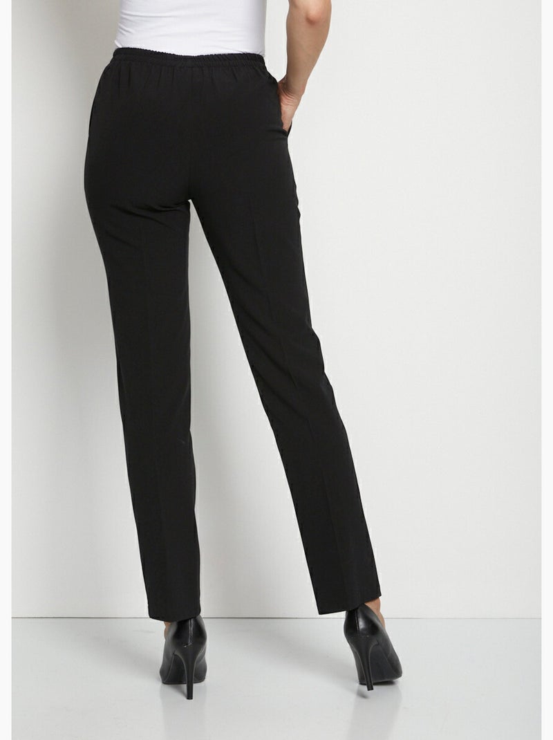 Pantalón recto con cintura semielástica - Afibel Negro - Kiabi