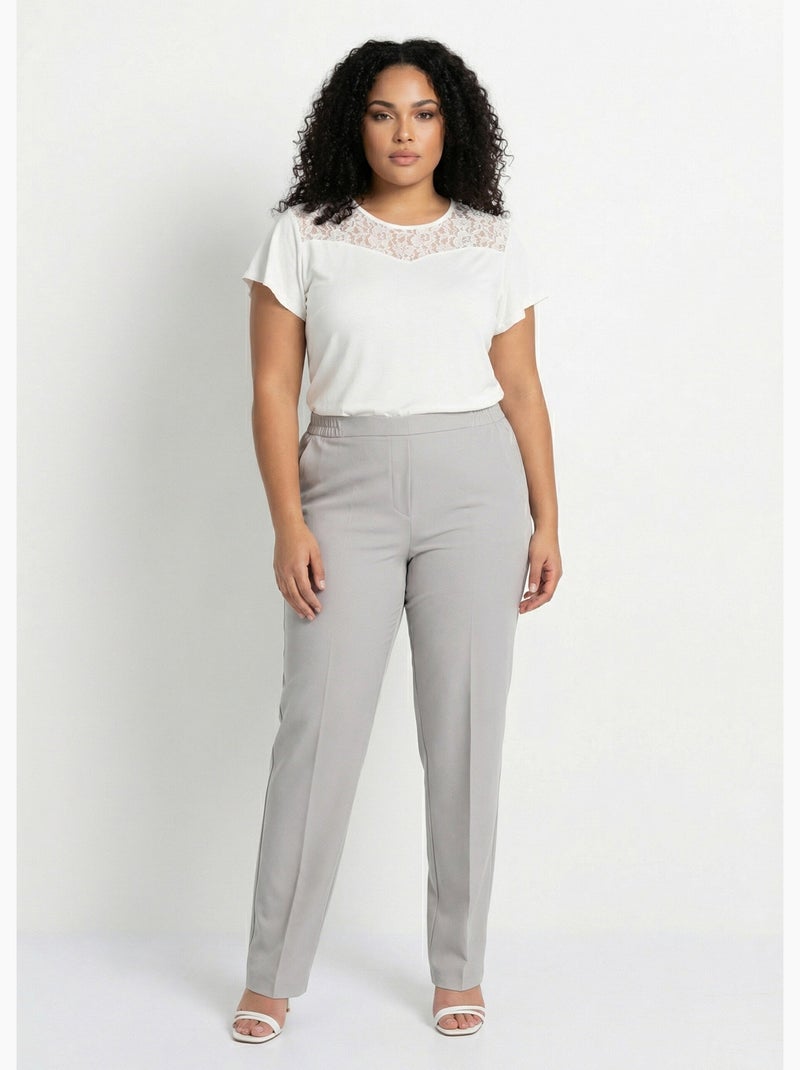 Pantalón recto con cintura semielástica - Afibel Plata - Kiabi
