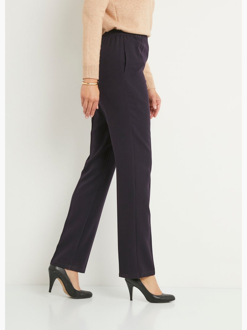 Pantalón recto con cintura semielástica y vientre plano. - Afibel Ciruela - Kiabi