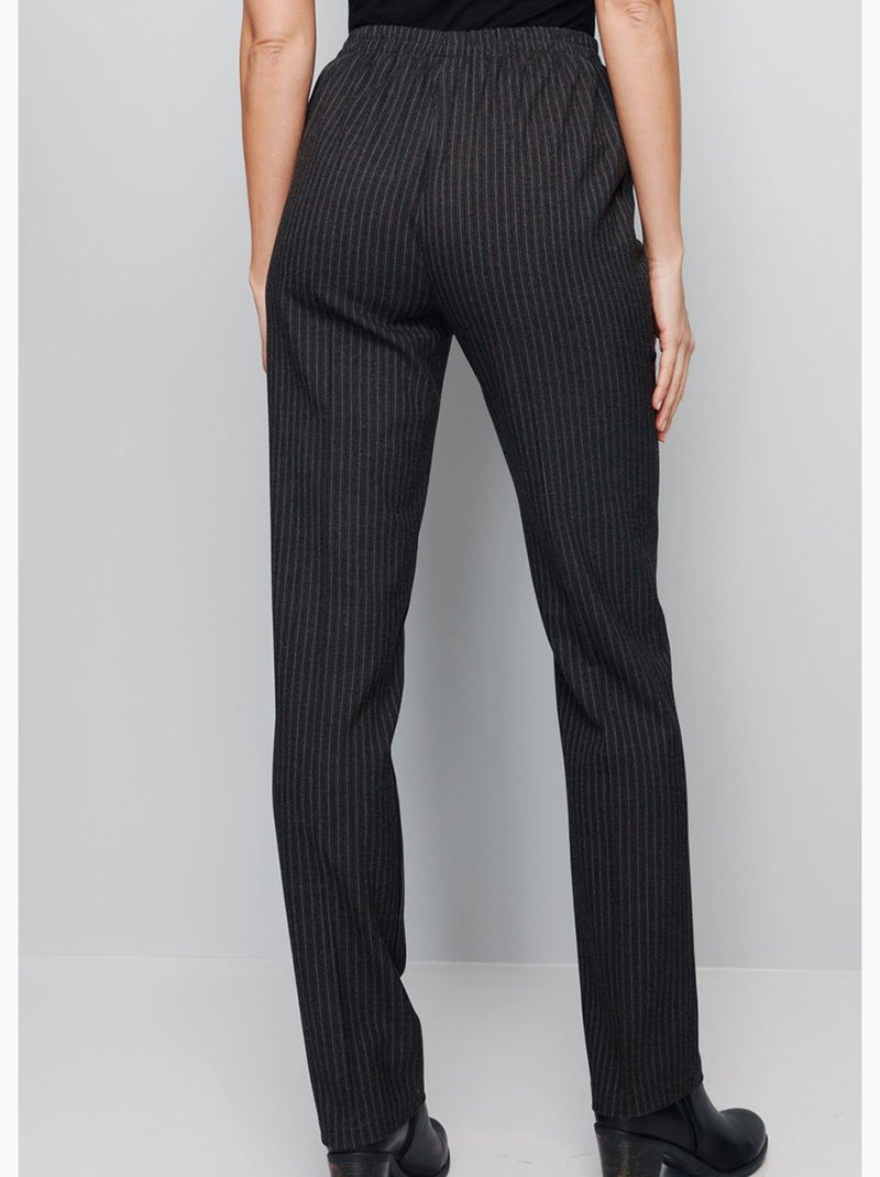 Pantalón recto con cintura semielástica y vientre plano. - Afibel Gris - Kiabi