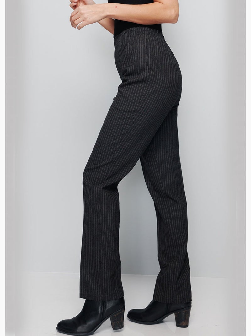 Pantalón recto con cintura semielástica y vientre plano. - Afibel Gris - Kiabi