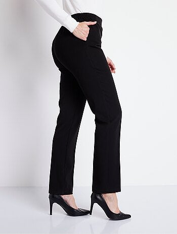 Pantalón recto con cintura semielástica y vientre plano. - Afibel