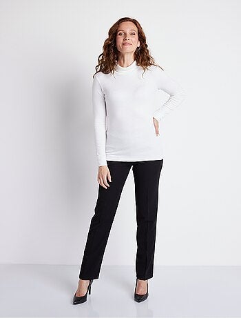 Pantalón recto con cintura semielástica y vientre plano. - Afibel