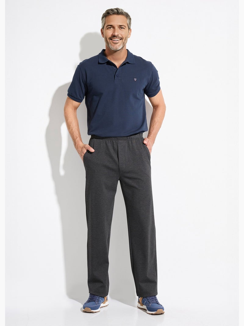 Pantalón recto con cinturilla elástica en tejido elástico - Afibel Gris antracita - Kiabi