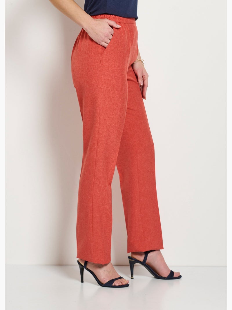 Pantalón recto con cinturilla semielástica - Afibel Ladrillo - Kiabi