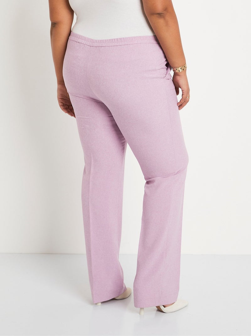 Pantalón recto con cinturilla semielástica - Afibel Violeta - Kiabi