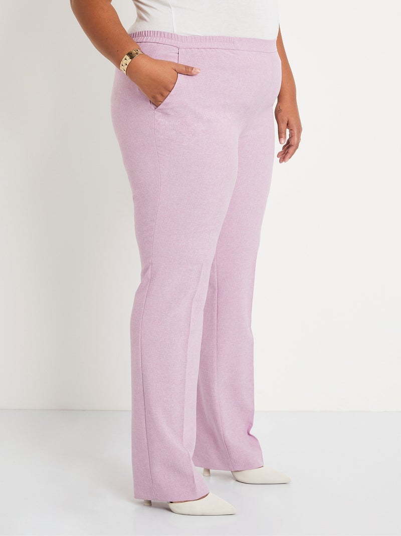 Pantalón recto con cinturilla semielástica - Afibel Violeta - Kiabi