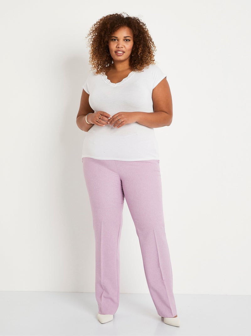 Pantalón recto con cinturilla semielástica - Afibel Violeta - Kiabi