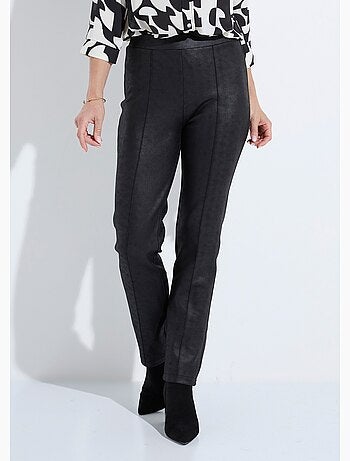 Pantalón recto con cinturilla semielástica y efecto piel - Afibel