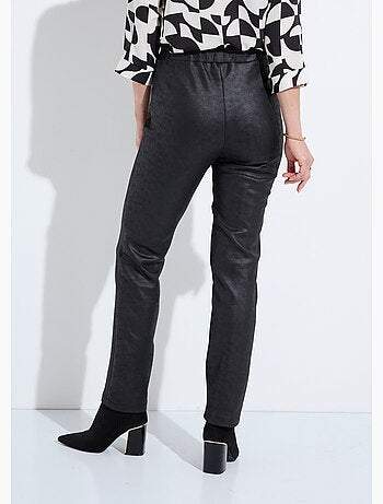 Pantalón recto con cinturilla semielástica y efecto piel - Afibel