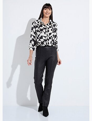 Pantalón recto con cinturilla semielástica y efecto piel - Afibel