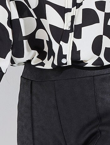 Pantalón recto con cinturilla semielástica y efecto piel - Afibel
