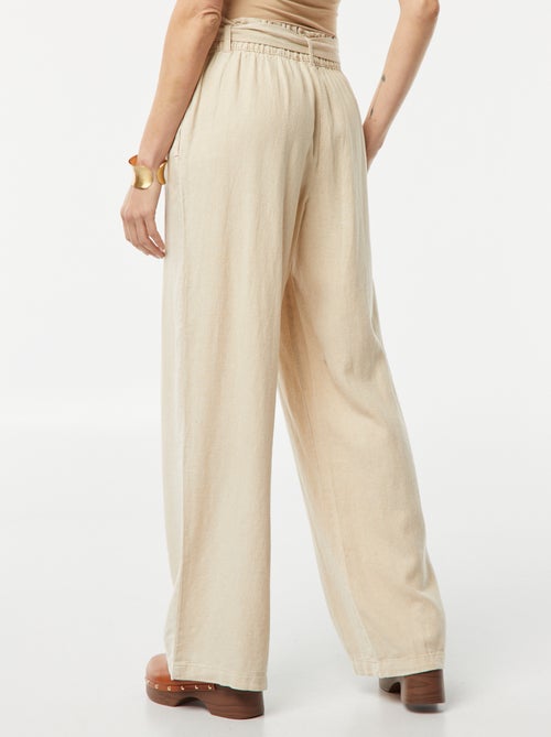 Pantalón recto con cinturón anudable - Kiabi