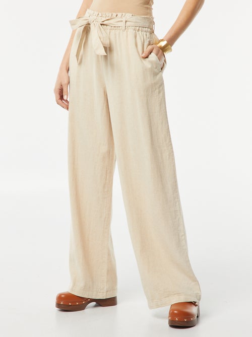 Pantalón recto con cinturón anudable - Kiabi
