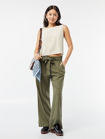 Pantalón recto con cinturón anudable