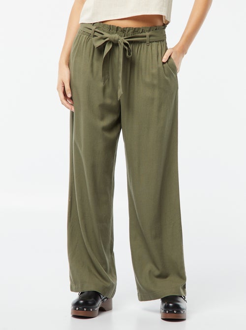 Pantalón recto con cinturón anudable - Kiabi