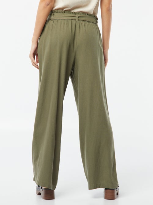 Pantalón recto con cinturón anudable - Kiabi