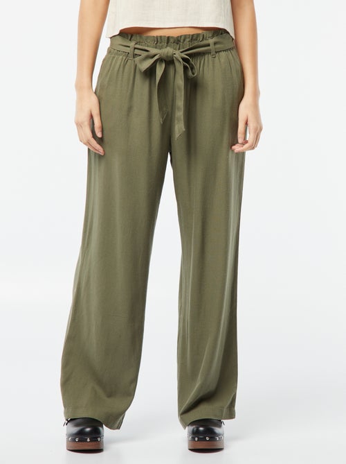 Pantalón recto con cinturón anudable - Kiabi