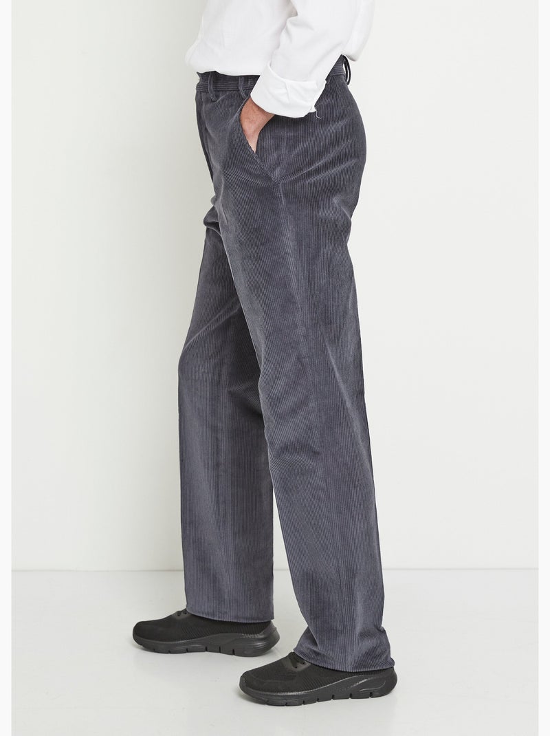 Pantalón recto con cinturón elástico cómodo. - Afibel Azul marino - Kiabi