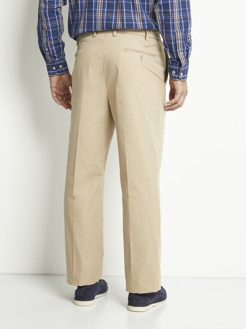 Pantalón recto con cinturón elástico cómodo. - Afibel Beige - Kiabi